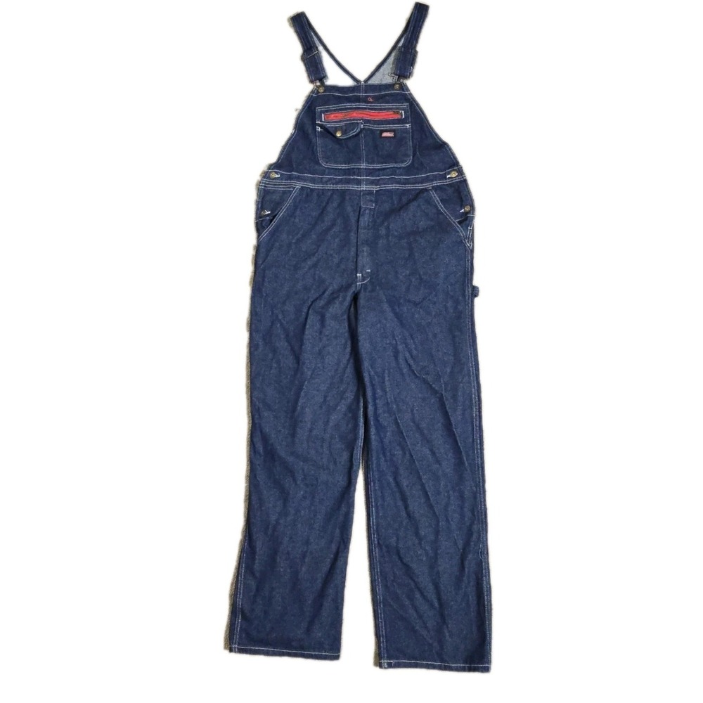 Mens Dickies Denim Jeans Carpenters Bib Overalls Size‎ Medium Regular